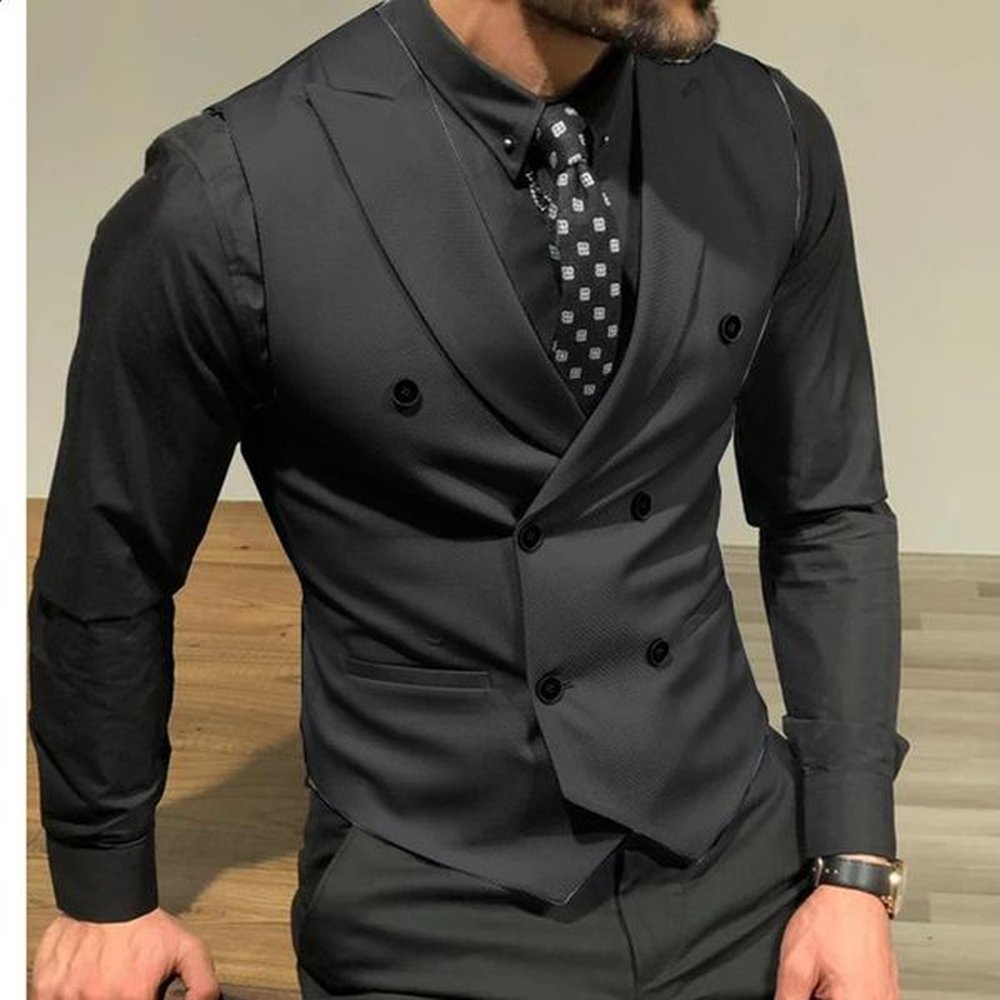Ultra-Thin Double Chest Sleeveless Vest for Men (Perfect for Weddings and Business)
