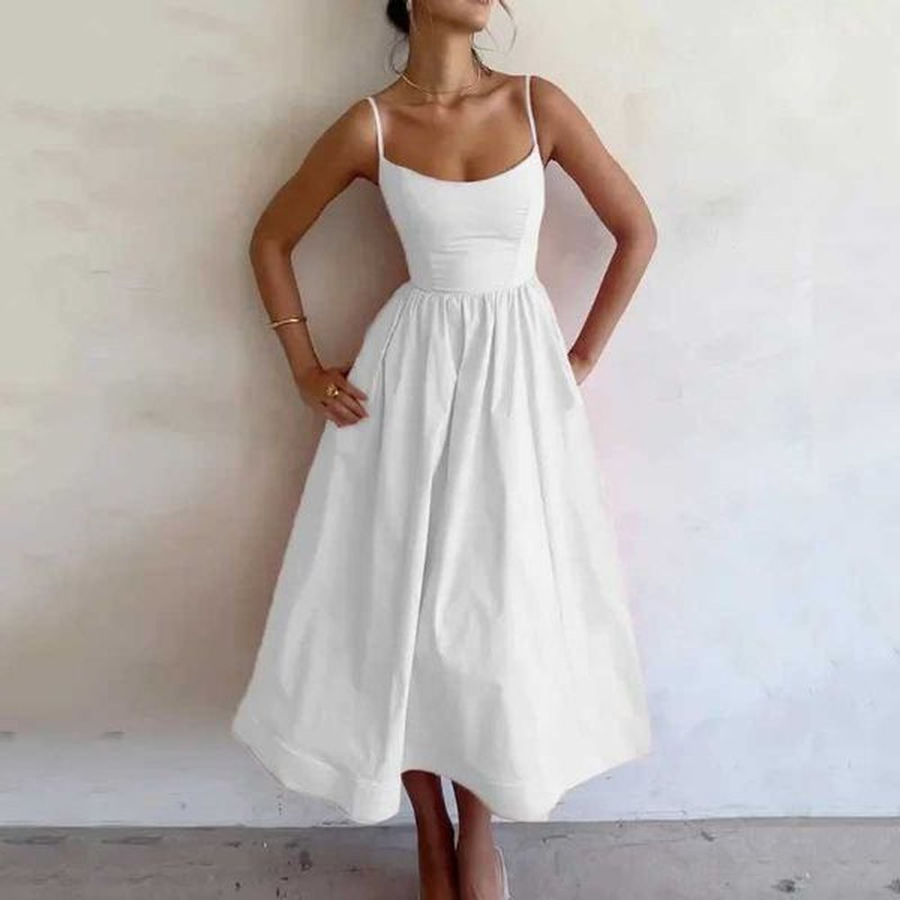 uneck summer womens dress vintage elegant slveless camisole slim pleated