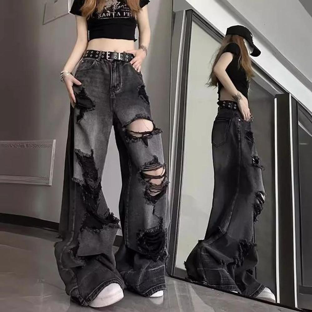 unique cool ripped jeans womens summer distressed american style bell