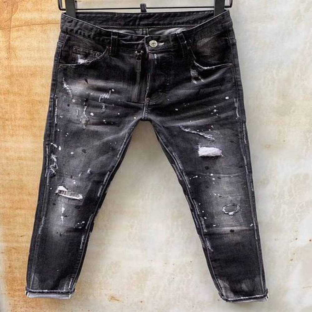 Unique Mens Ribbon Panelled Skinny Black Jeans Fashion Designer Slim Fit Washed Motocycle Denim Pants Patches Hip HOP Trousers 1011