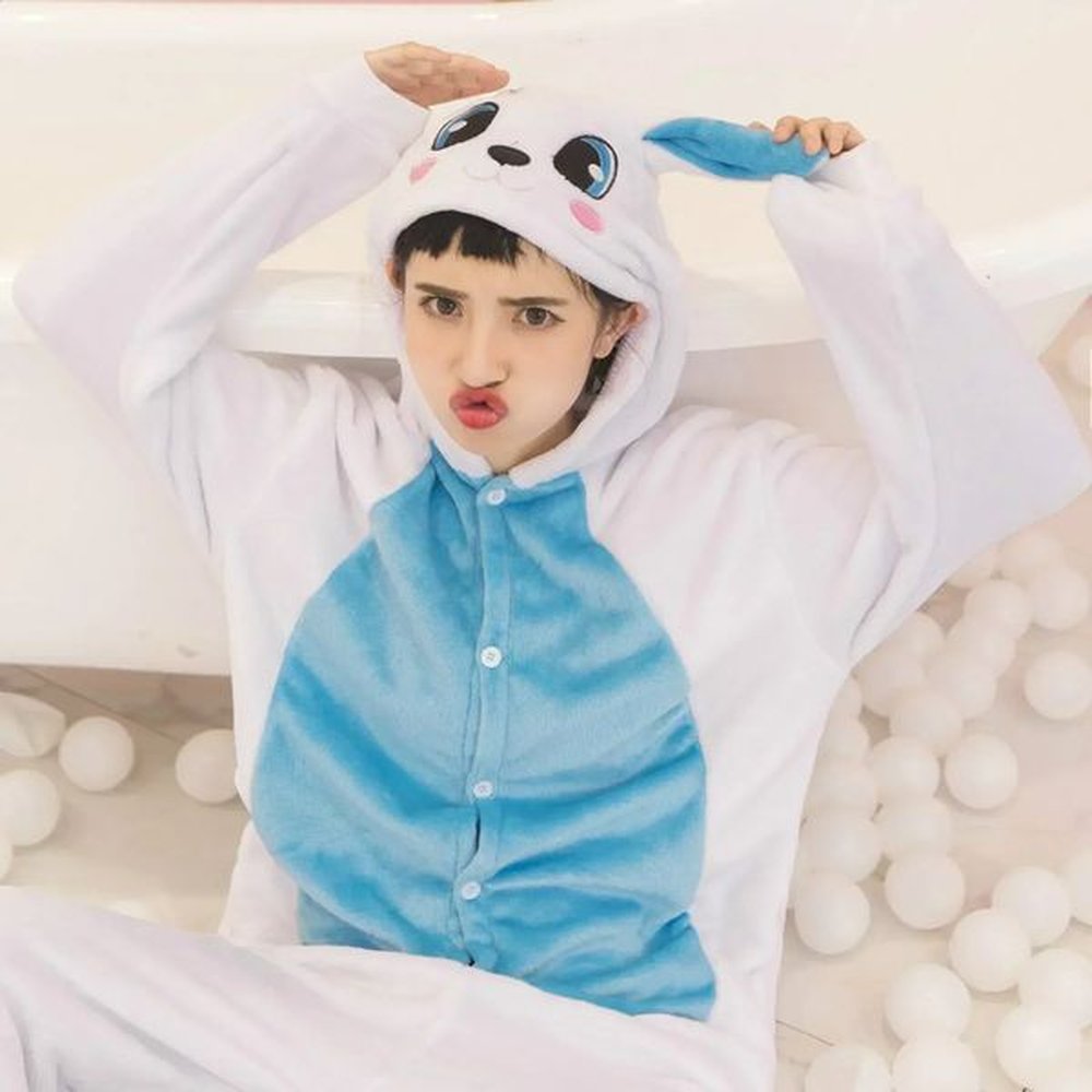 unisex adult blue rabbit onesie animal roleplaying costume onepiece womens