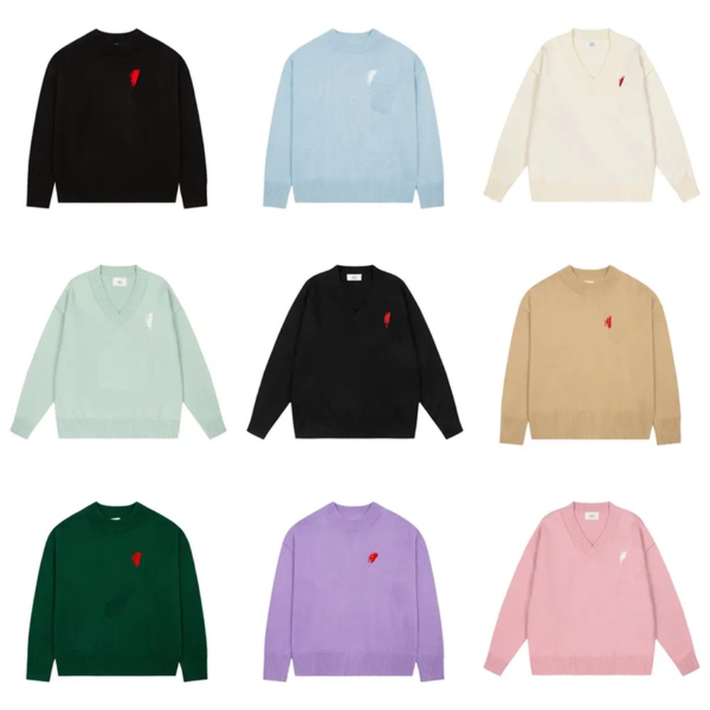 Unisex Designer Sweater men Women's Korean Fashion Heart Pattern Round Neck Knitwear sweatshirts Luxury Brand Lover Small Red Heart Swe