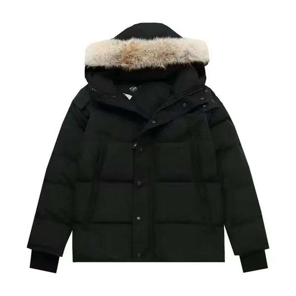 Unisex Designer Winter Outerwear - Premium Puffer Jacket with Hood, Large Pockets, and Stylish Wolf Fur Collar