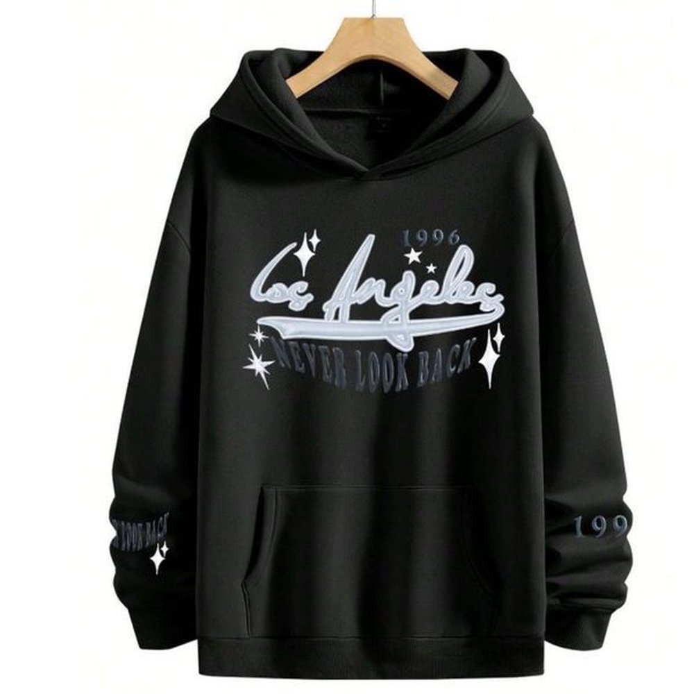 Unisex Letter Hooded Casual Embroidered Sweatshirt Hoodie For Men And Women