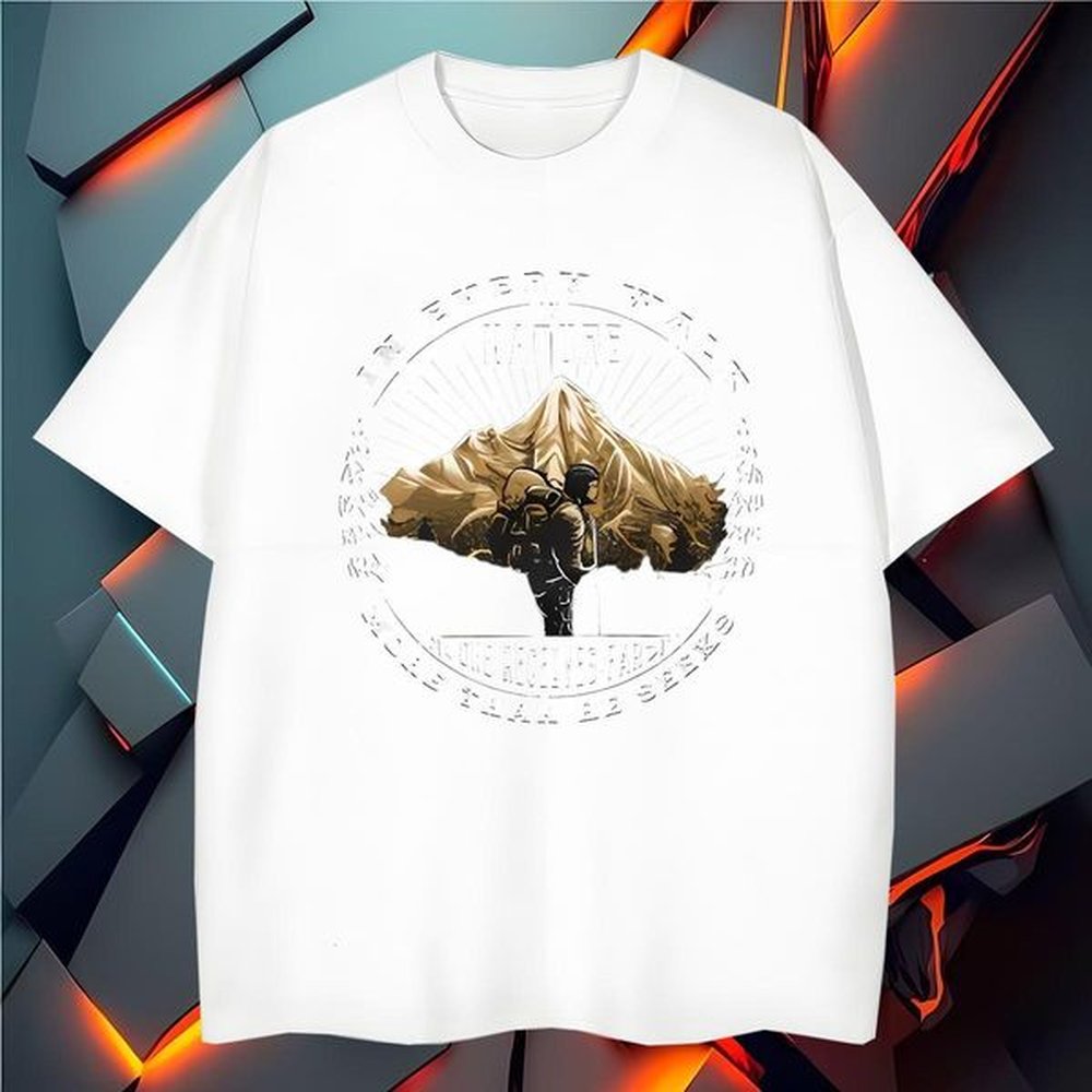 Unisex Men Tops Tees mountains 230g Cotton Hip Hop Round Neck Short Sleeve T-Shirts DIY 2024 DIY Tees Shirts