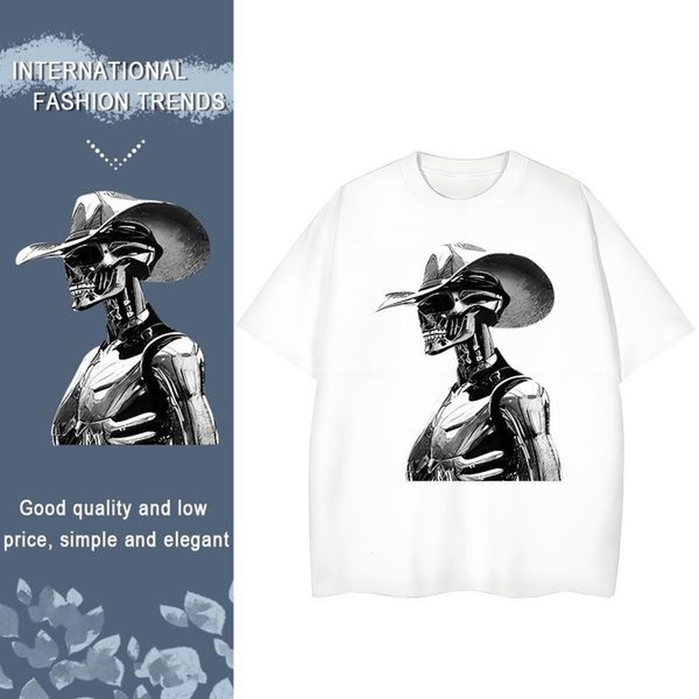 Unisex T-Shirts for Men 230g Cotton skull Sport Custom Cartoon Round Neck Short Sleeve Couples T Shirts Factory Direct Tops Shirt
