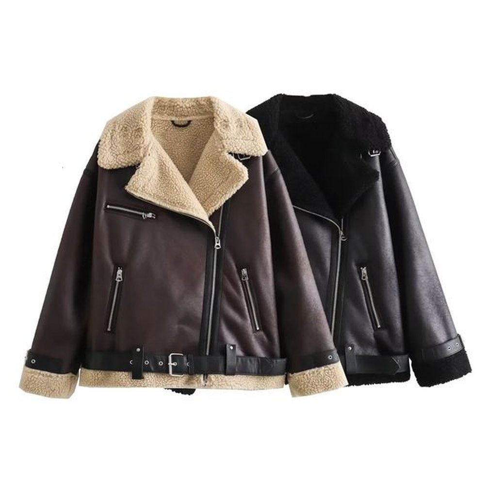 unizera autumnwinter womens wear fashion casual loose versatile leather and