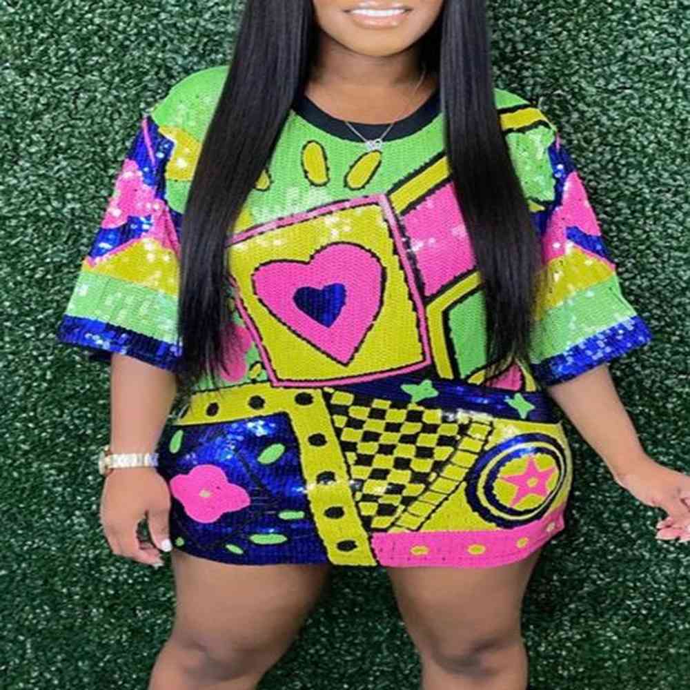 urban sexy dresses lw multicolor sequins mini dresses heart plaid