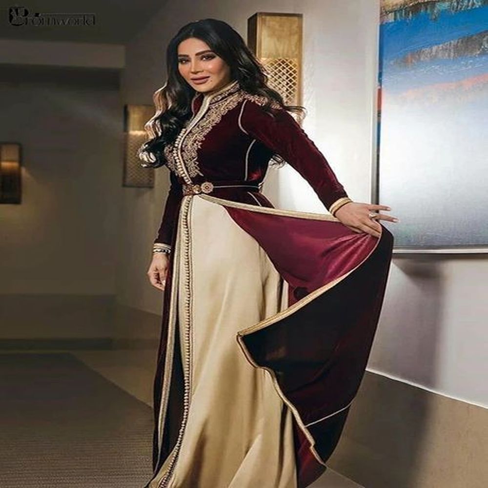 urban sexy dresses moroccan caftans burgundy formal dress a line