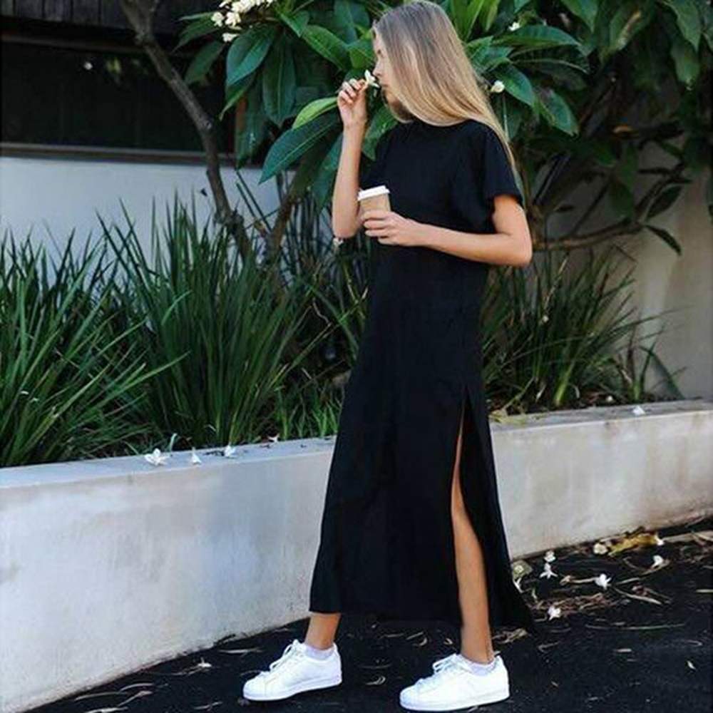 urban sexy dresses summer korean style midi dres casual black