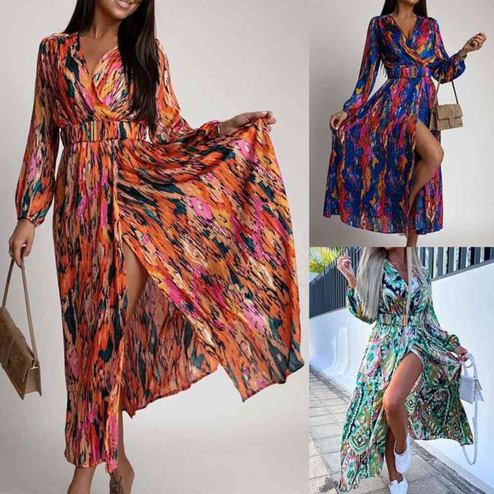 urban sexy dresses womens new colorful printed belt dress