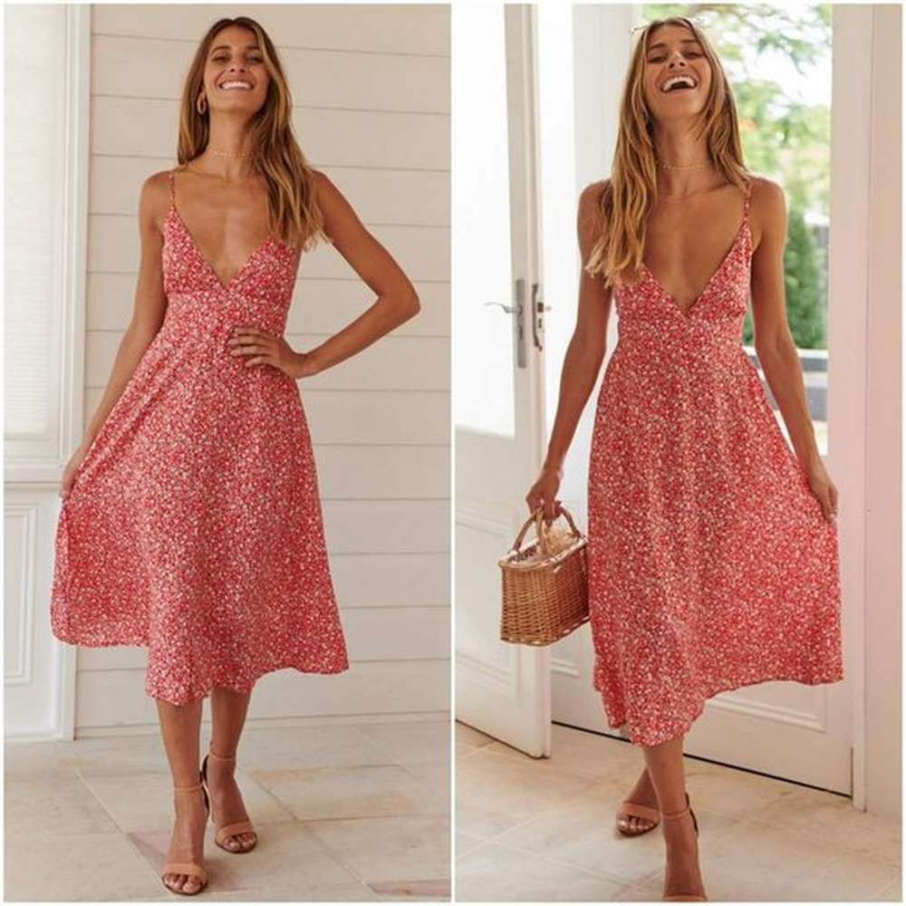 versatile ins summer womens sleeveless camisole vneck floral print sexy