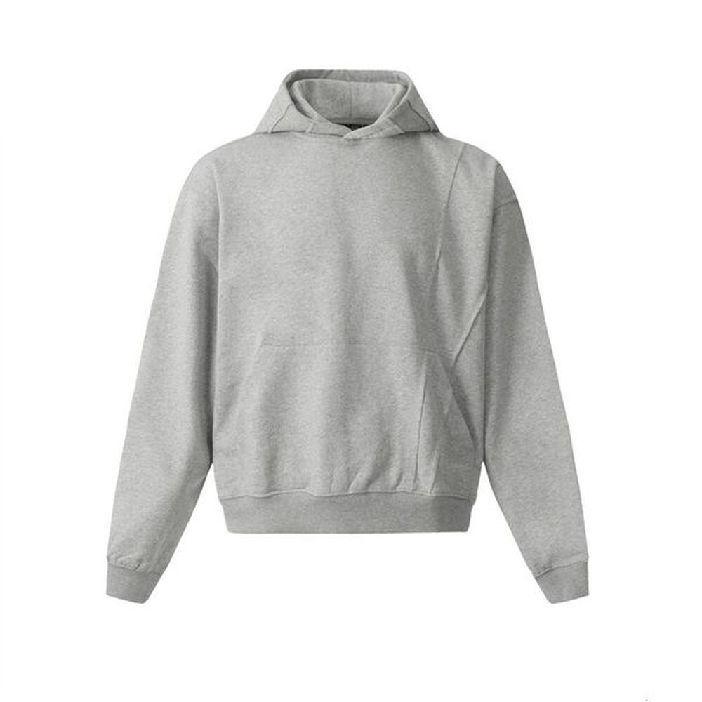Versatile loose hooded sweatshirt for men, trendy high street American style solid color spliced with frayed edge design, casual pullover