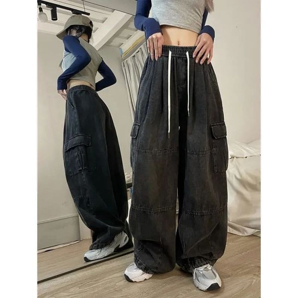vintage blue cargo jean baggy denim pants oversized yk grunge