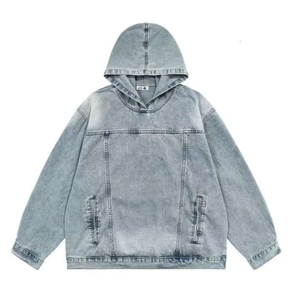 vintage denim hoodies man women haruku hip hop casual oversized