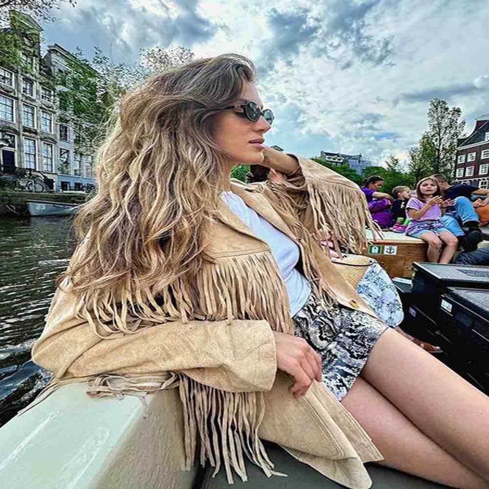 vintage faux suede tassel jacket women long sleeve singlebreasted lapel