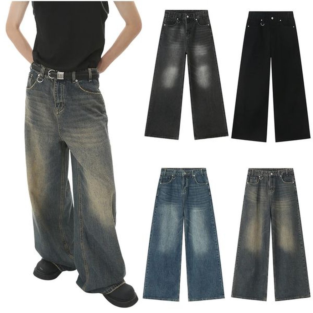 Vintage Jeans For Men Wide Leg Sweatpants Mens Baggy Jeans Retro Trousers Korean Fashion Loose Fit Denim Pants Streetwear 250208