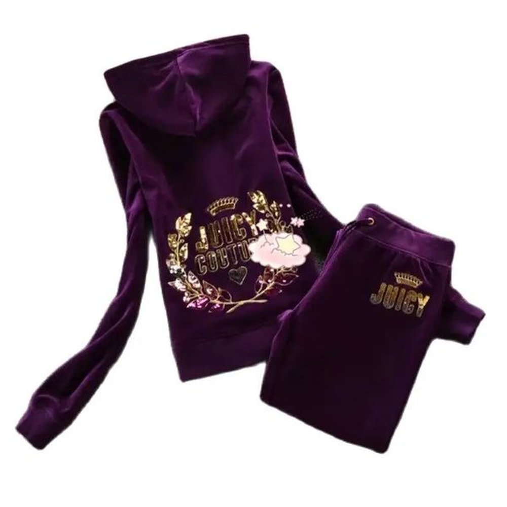 vintage juicy casual velvet piece set autumn casual tracksuit