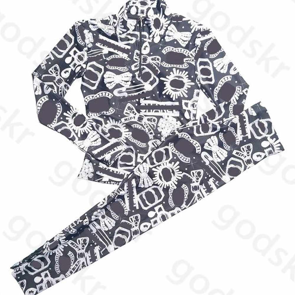 vintage pattern tracksuits stretch tops pants women yoga clothes fitness