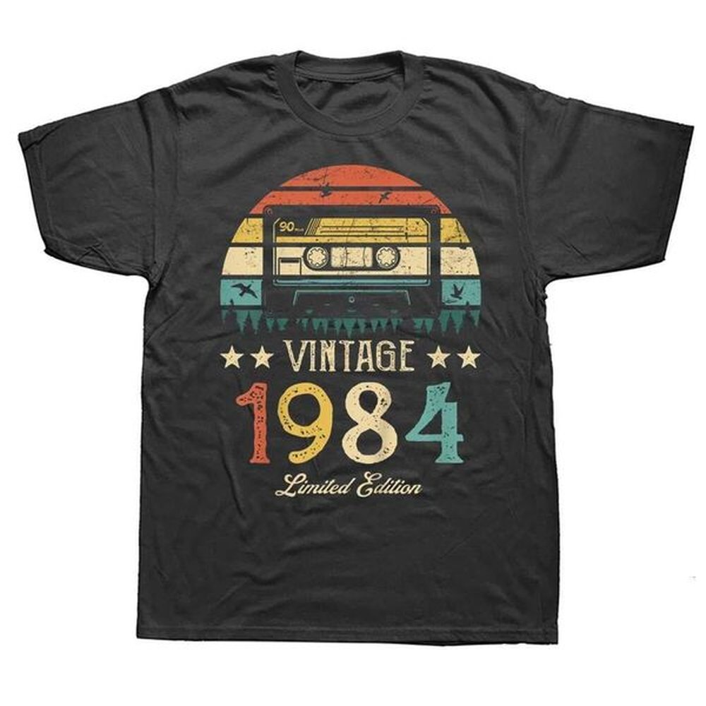 1984 Vintage Retro Cassette 40th 40 Years Old T Shirts Summer Graphic Cotton Streetwear Short Sleeve Birthday Gifts T-shirt Men -shirt