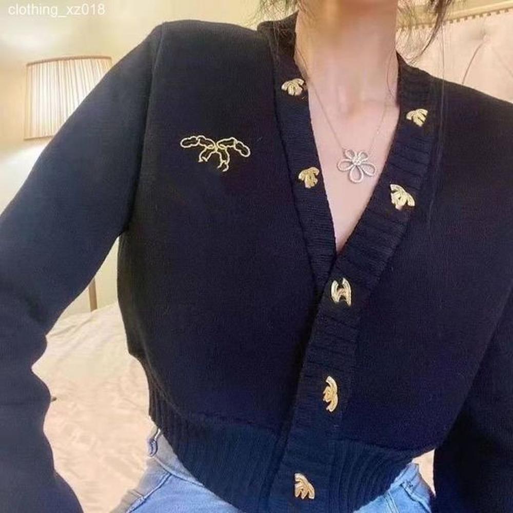 vneck womens sweaters womens knitted embroidery single breasted buttons loose