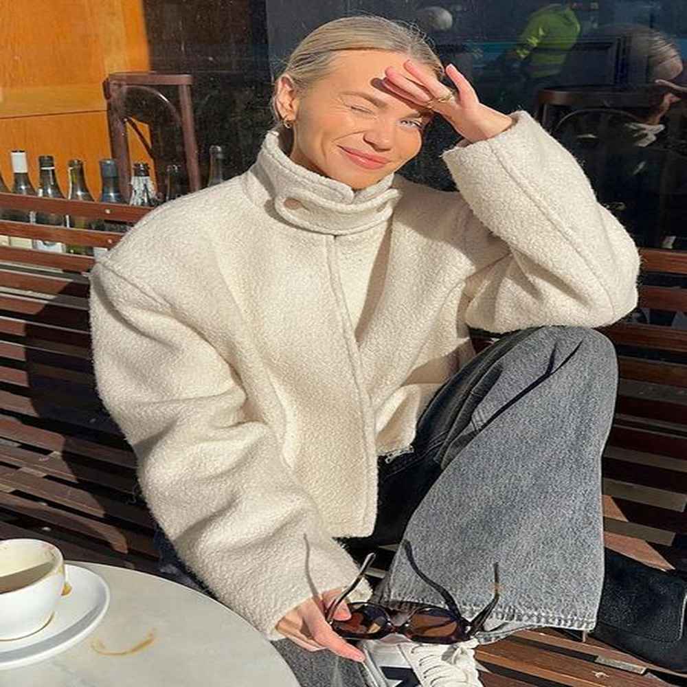 warm coat high collar autumnwinter new sheep fleece womens jacket