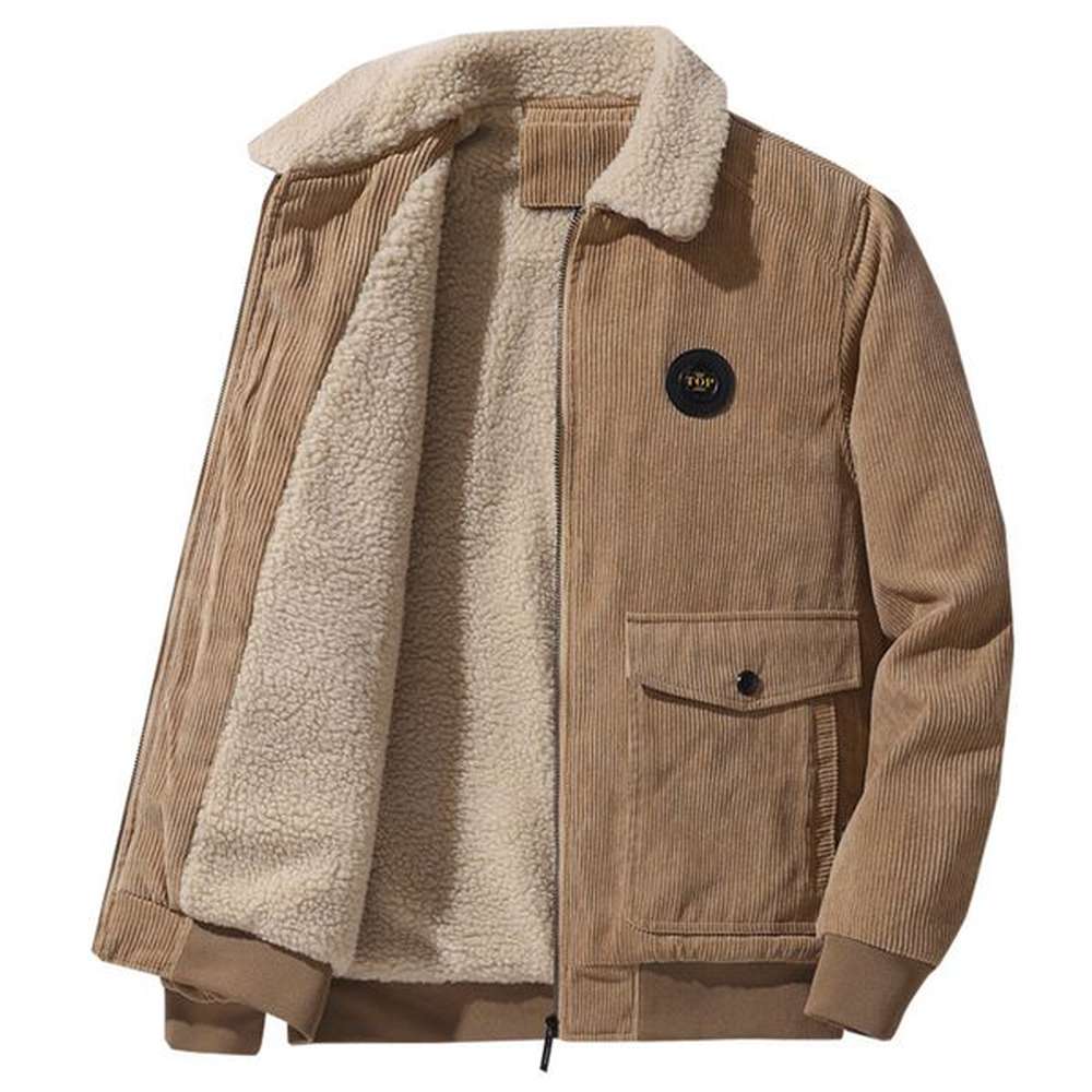 Warm Jackets Autumn Winter New Corduroy Lamb Wool Versatile Jacket Fashionable Coat Mens Loose Cashmere Thickened Casual Lapel Men