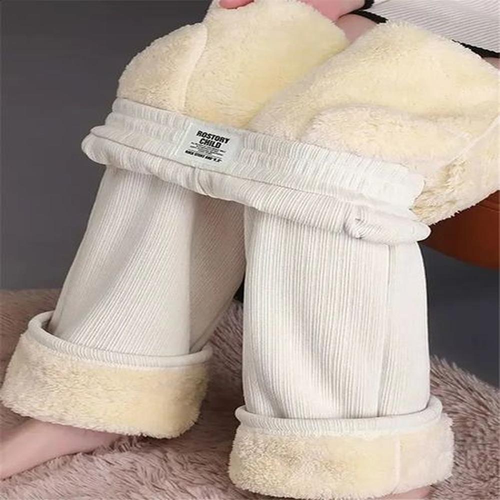 warm winter straight pants womens snow plush fleecing thermal strench