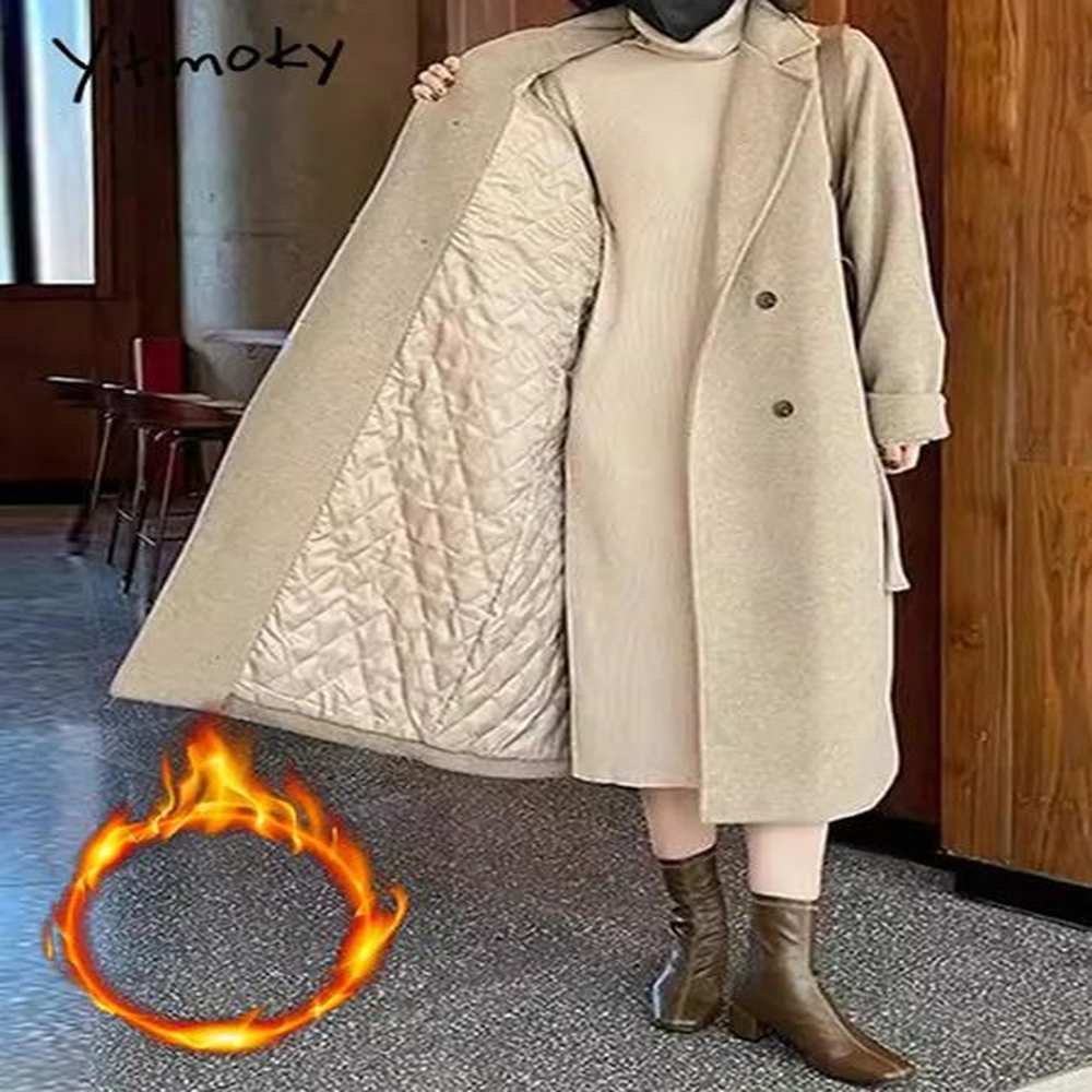 warm wool blend yitimoky winter long coat for women