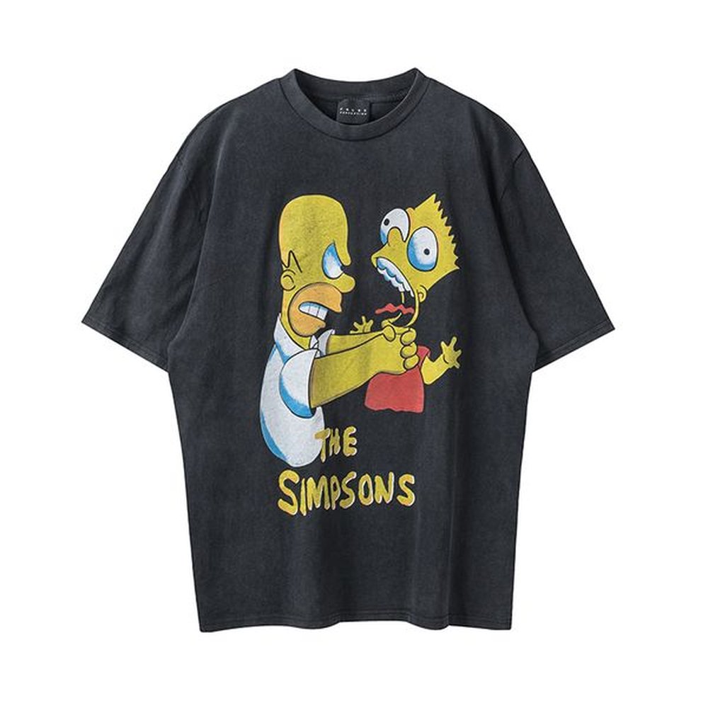 Wash Black Tees T-shirts Summer Vintage High-Quality Men Women Cartoon Printed Tops Tee Real Pics 2024
