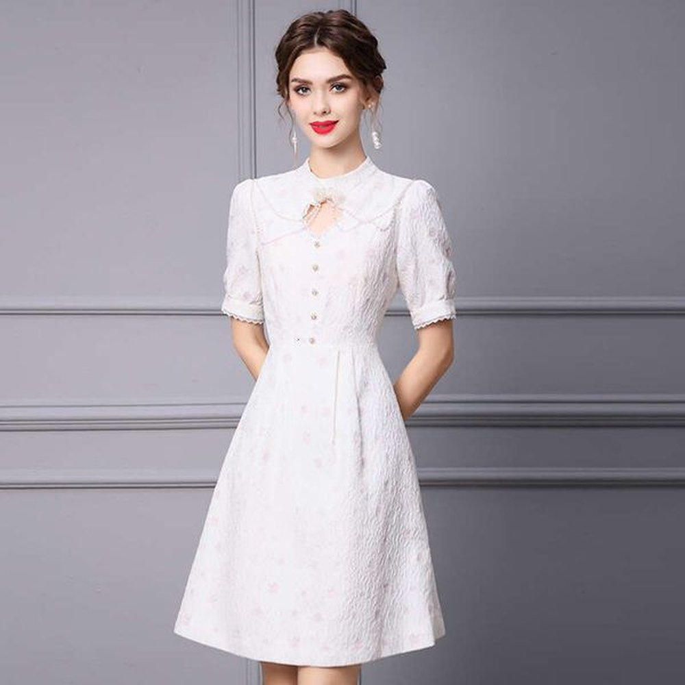 white dress for women summer new style bubble sleeve