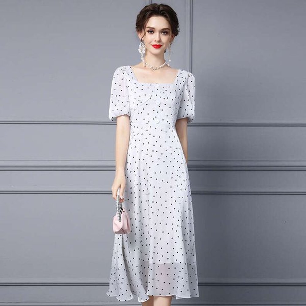white dress long summer new seaside vacation style lightweight