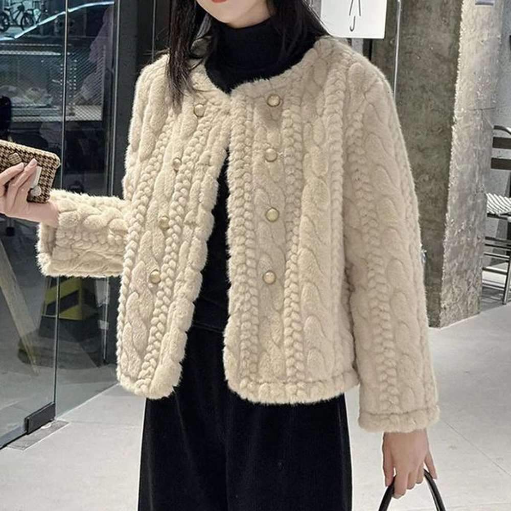 white faux fur jackets women autumn winter korean style thicken