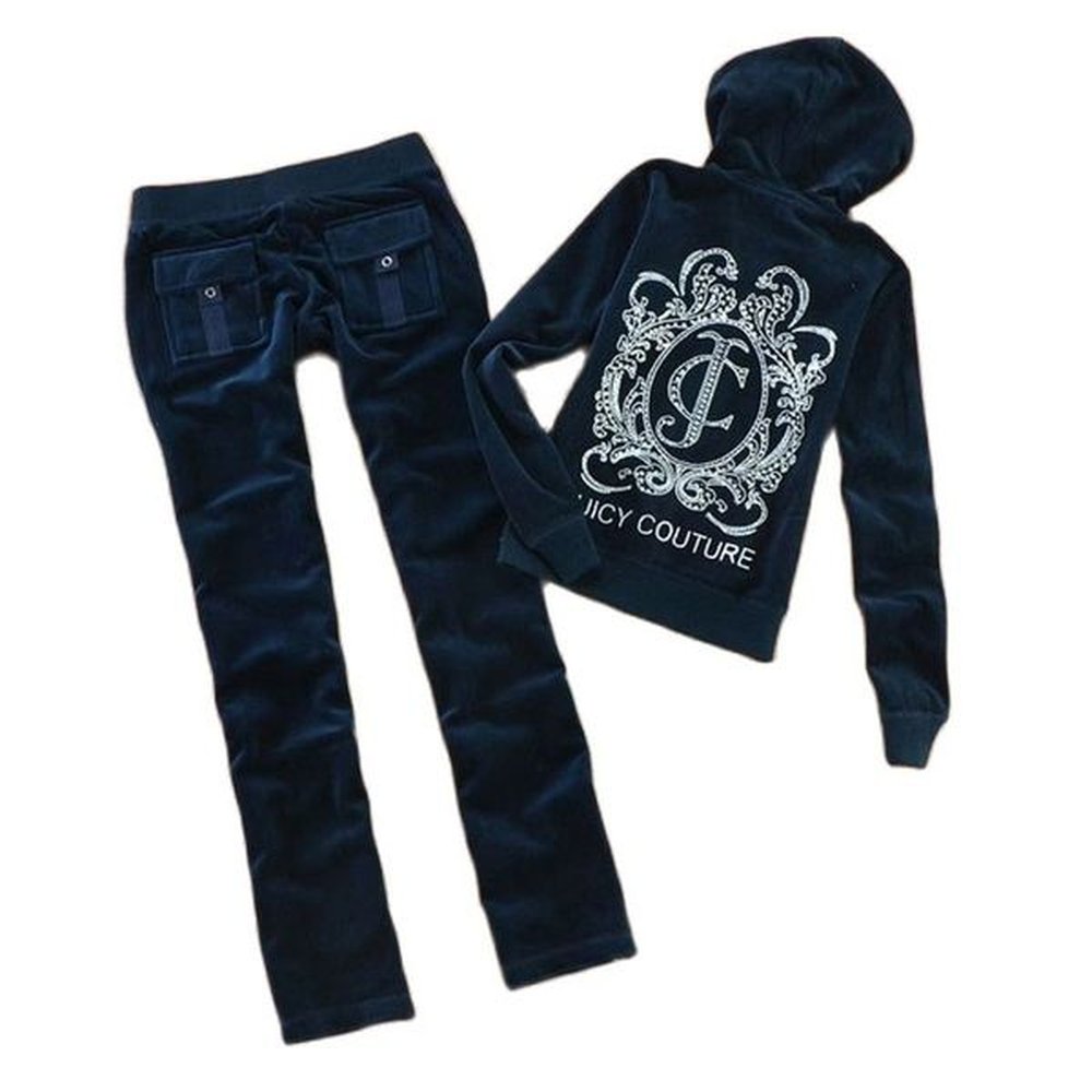 white foxe springautumn velvet leisure sports set juicy corture tracksuit