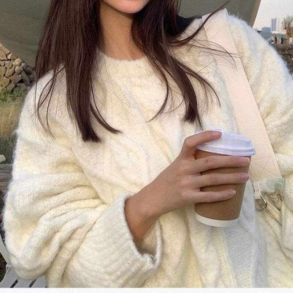 white fried dough twists womens loose outwear autumnwinter new