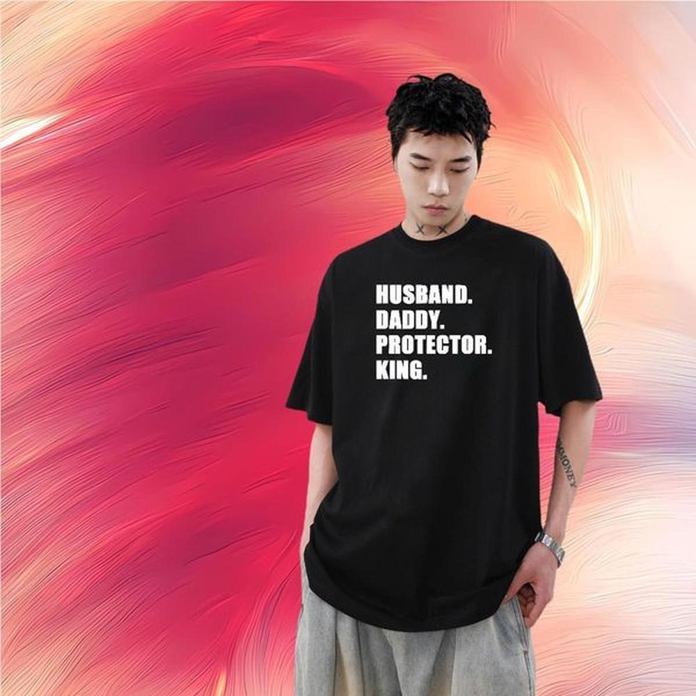 Wholesale 100% Cotton 230g T Shirts Men letter Daily Outfit Tshirts Tops Breathable Crew Neck Comfortable Floral Print