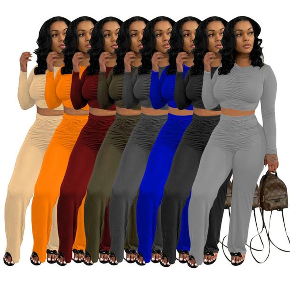 wholesale fall winter tracksuits women clothes pullover sweatshirt wide leg