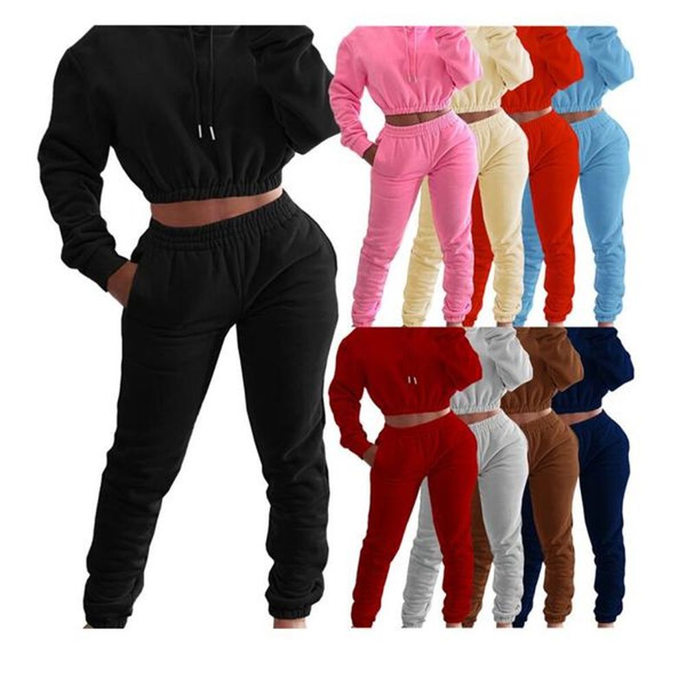 wholesale fleece tracksuits women jogger suits fall winter clothes long