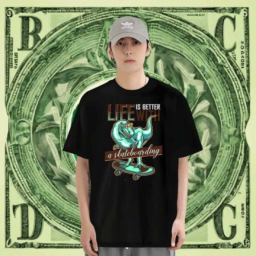 Wholesale Men Clothes T-Shirt 230g Cotton Sports Casual dinosaur Graphic Breathable Soft DIY Customized Man T Shirts Polos