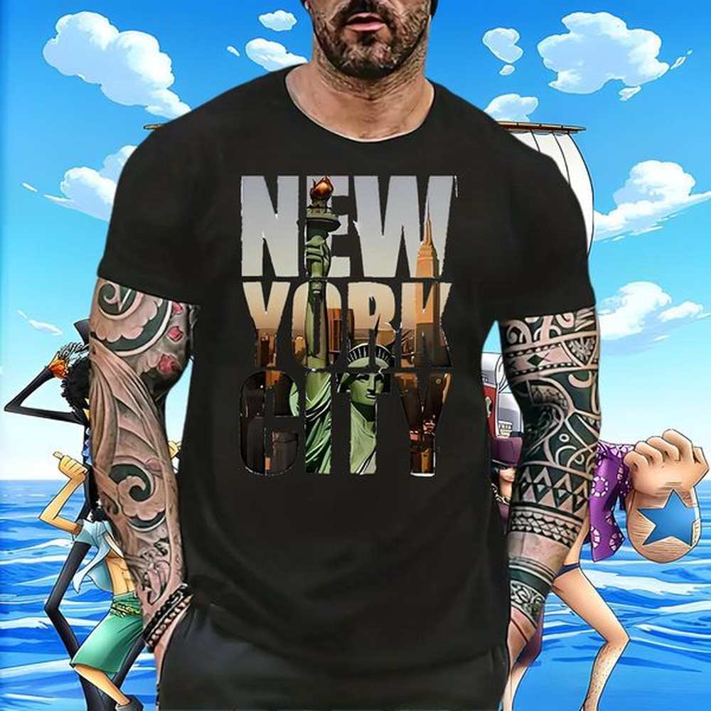 Wholesale Men Tshirts Home Outdoor 230g Cotton Asian Size Crew Neck Breathable New York Men T Shirts Fashion Casual Clothings
