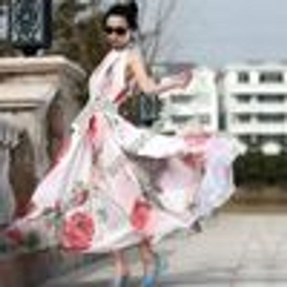wholesale new women lady flower pattern sleeveless chiffon maxi dress