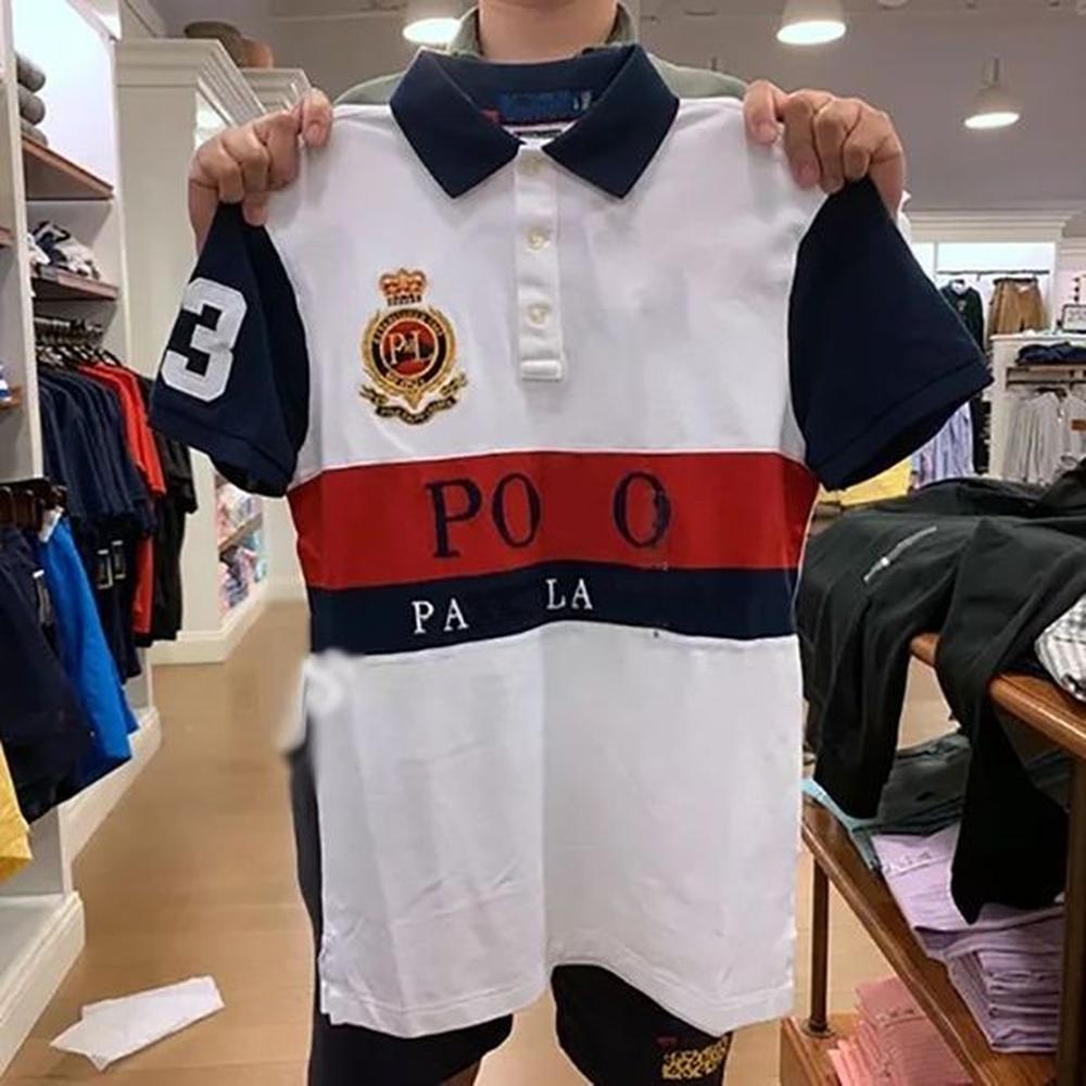 Wholesale polos direct selling shirts mens embroidery fashion urban sports casual cotton short-sleeved T-shirts contrast color stitching S-5