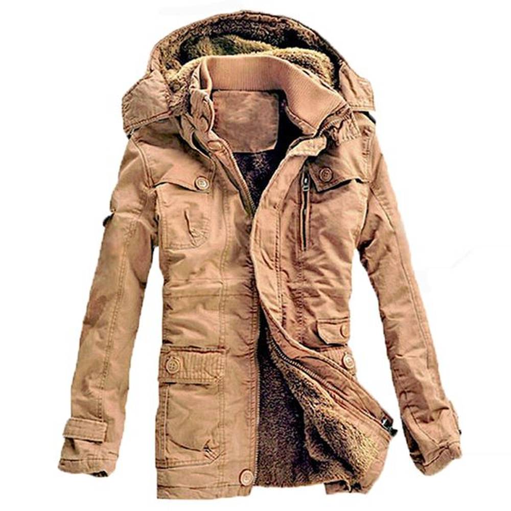 Wholesale- Winter Jacket Men Casual Thick velvet Warm Jackets Parkas hombre Mens cotton Windbreaker army Hooded jacket long trench coat