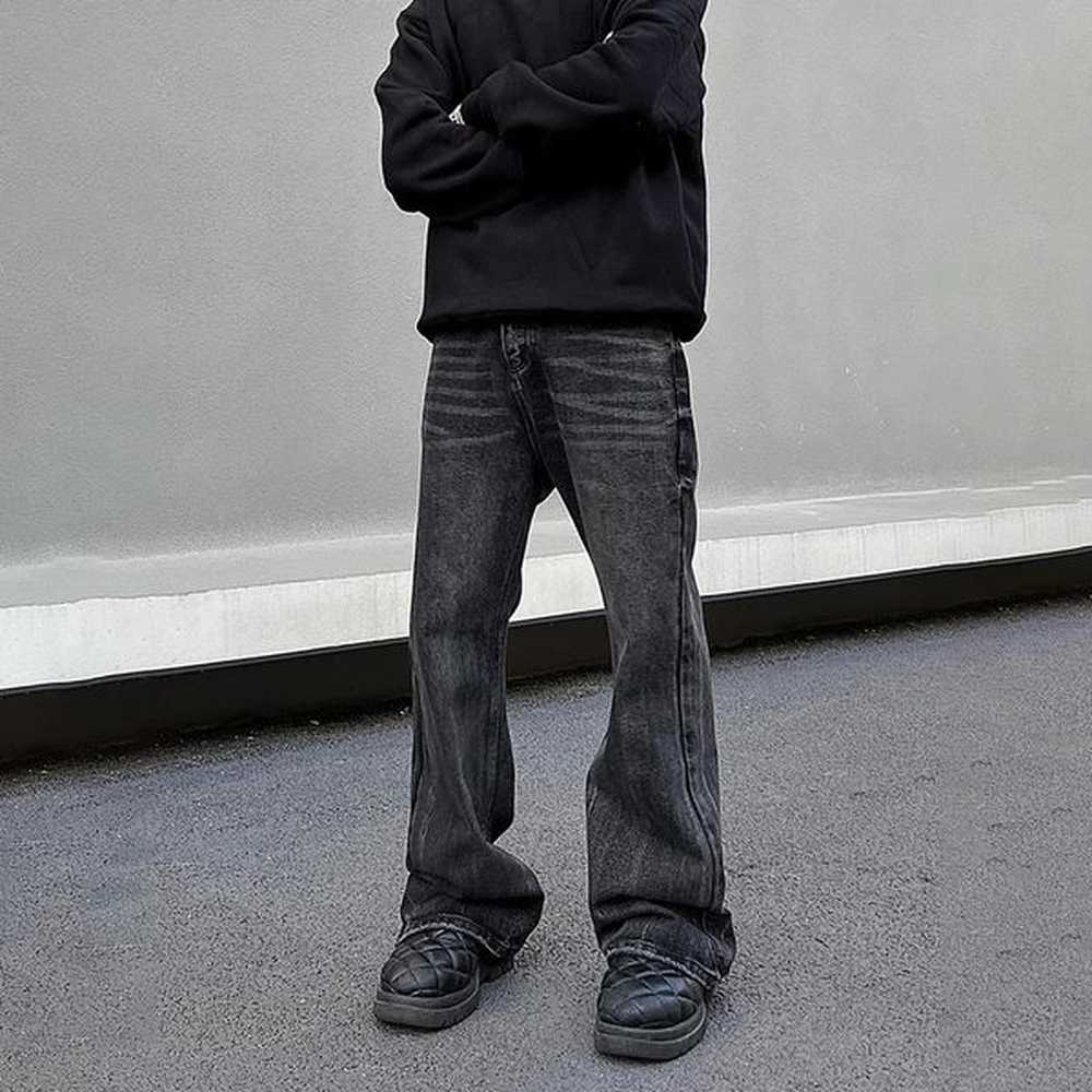 Wide Leg Jeans Mens Black Loose Straightleg Flared Trousers Summer Casual Streetwear Vintage Spring High Street Y2k Denim Pants 241126