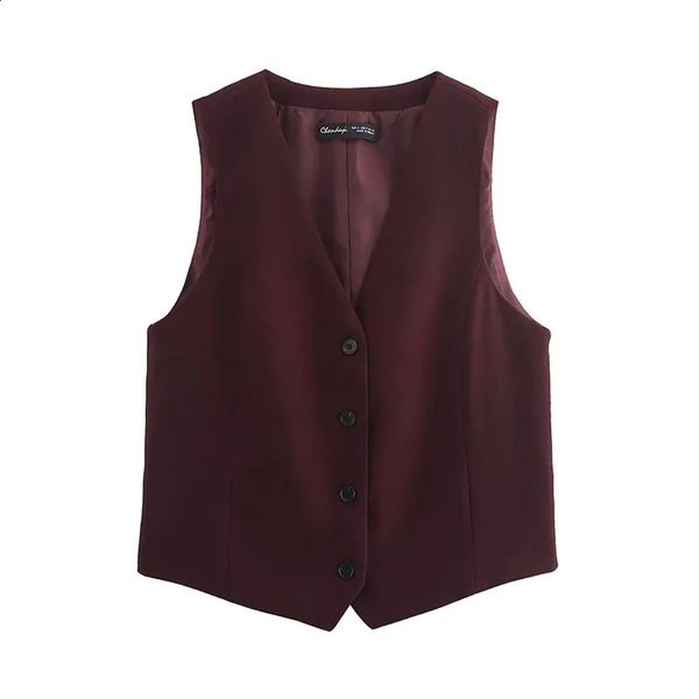 willshela women fashion red single breasted waistcoats vest vintage vneck