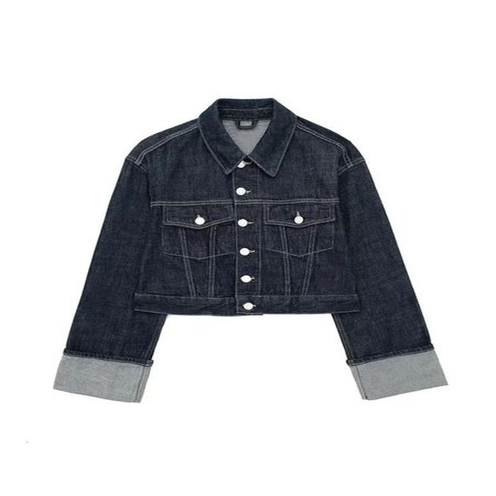 willshela womens fashion pocket denim blue single chest jacket retro