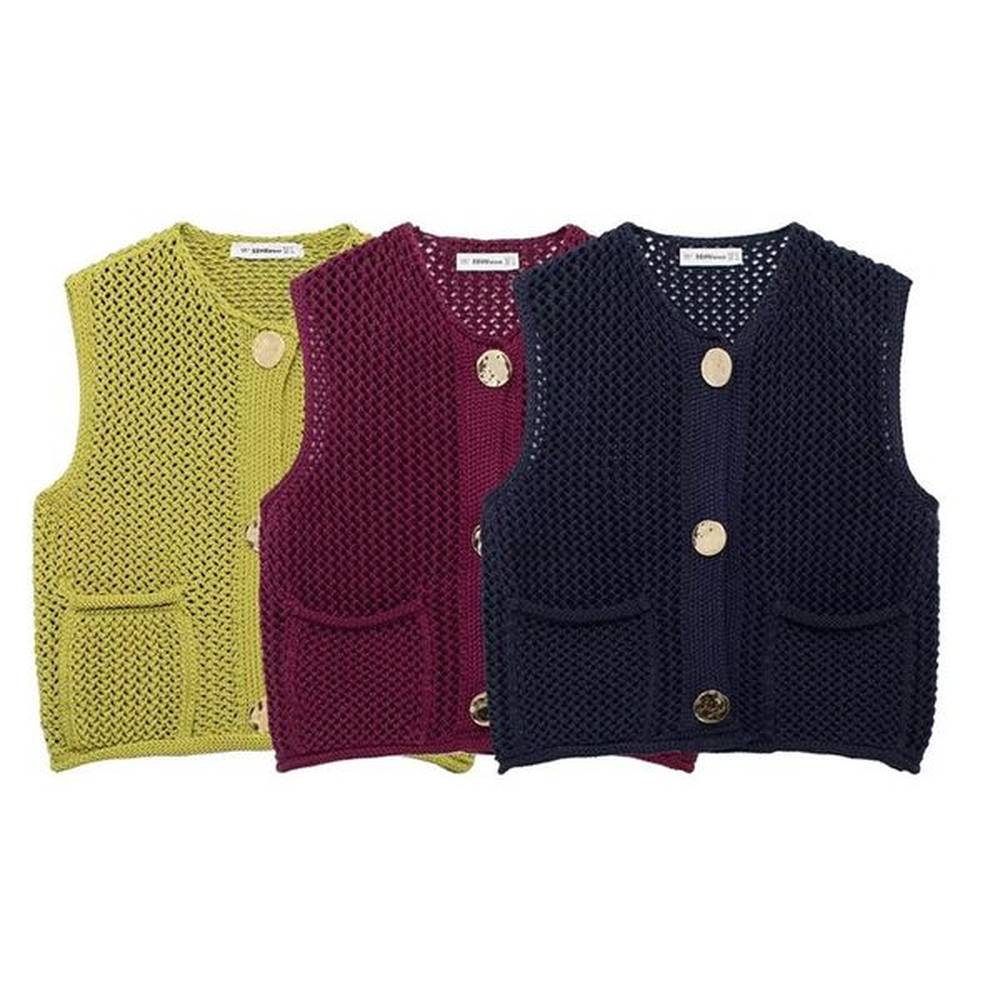 willshela womens fashion pocket solid single chest knitted vest retro