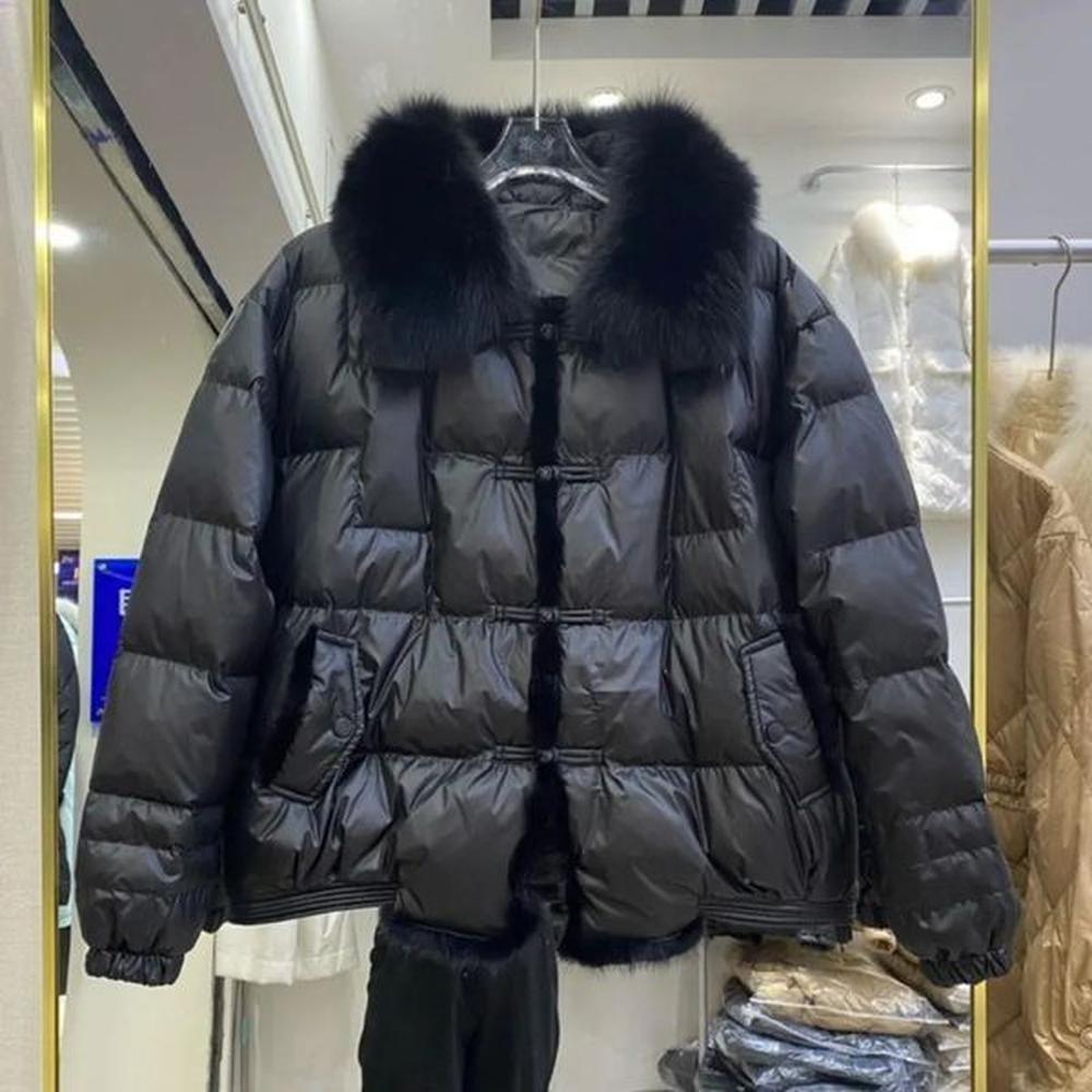 winter autumn fashion women duck down jacket loose vintage parka