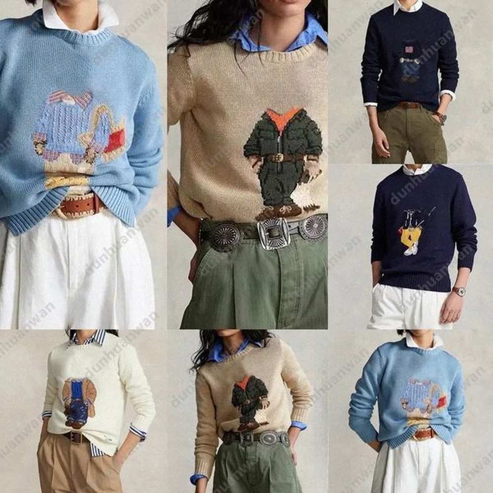 Winter Autumn mens sweaters bear designer womens pullover knit print clothing loose knitted Asian size