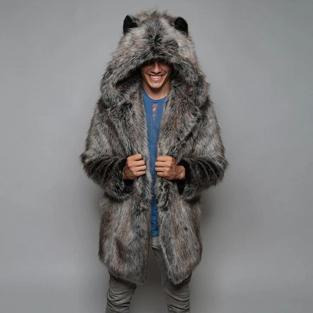 Winter couple mens faux fur coat casual womens hooded fox fur coat bear ear warm long sleeved jacket coat 241028